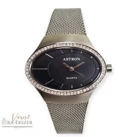   ASTRON 5584-1 női karóra, ezüst színű fém tok, ezüst színű fémcsat, fekete számlap, keményített ásványüveg, quartz szerkezet, cseppmentes vízállóság