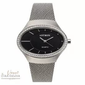   ASTRON 5584-1 női karóra, ezüst színű fém tok, ezüst színű fémcsat, fekete számlap, keményített ásványüveg, quartz szerkezet, cseppmentes vízállóság