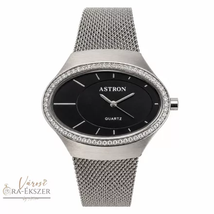ASTRON 5584-1 női karóra, ezüst színű fém tok, ezüst színű fémcsat, fekete számlap, keményített ásványüveg, quartz szerkezet, cseppmentes vízállóság