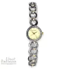 ASTRON 5606-0 női karóra, bicolor színű nemesacél tok, bicolor nemesacél csat, pezsgő színű számlap, keményített ásványüveg, svájci szerkezet, quartz szerkezet, cseppmentes vízállóság