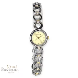   ASTRON 5606-0 női karóra, bicolor színű nemesacél tok, bicolor nemesacél csat, pezsgő színű számlap, keményített ásványüveg, svájci szerkezet, quartz szerkezet, cseppmentes vízállóság