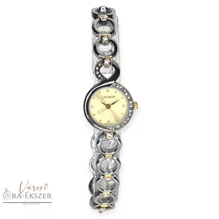 ASTRON 5606-0 női karóra, bicolor színű nemesacél tok, bicolor nemesacél csat, pezsgő színű számlap, keményített ásványüveg, svájci szerkezet, quartz szerkezet, cseppmentes vízállóság