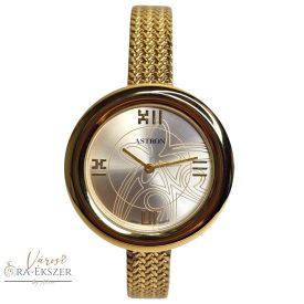  ASTRON 5633-0 elegáns női karóra, arany színű nemesacél tok, arany színű nemesacél csat, arany színű számlap, keményített ásványüveg, quartz szerkezet, cseppmentes vízállóság         