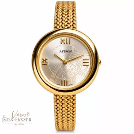   ASTRON 5633-0 elegáns női karóra, arany színű nemesacél tok, arany színű nemesacél csat, arany színű számlap, keményített ásványüveg, quartz szerkezet, cseppmentes vízállóság         