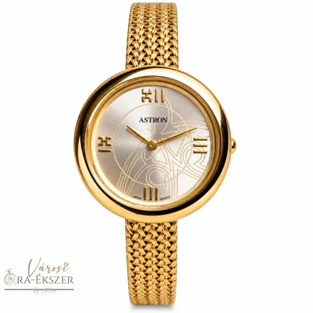 ASTRON 5633-0 elegáns női karóra, arany színű nemesacél tok, arany színű nemesacél csat, arany színű számlap, keményített ásványüveg, quartz szerkezet, cseppmentes vízállóság         