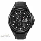 ASTRON 5671-0 férfi karóra, fekete színű nemesacél tok, fekete bőrszíj, fekete színű számlap, keményített ásványüveg, quartz szerkezet, 100 m (10 ATM) vízállóság