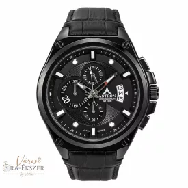   ASTRON 5671-0 férfi karóra, fekete színű nemesacél tok, fekete bőrszíj, fekete színű számlap, keményített ásványüveg, quartz szerkezet, 100 m (10 ATM) vízállóság