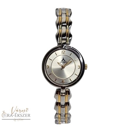 ASTRON 5677-9 elegáns női karóra, bicolor nemesacél tok, bicolor nemesacél csat, pezsgő színű számlap, keményített ásványüveg, quartz szerkezet, 50 m (5 ATM)  vízállóság