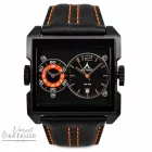 ASTRON 5694-1 férfi karóra, ezüst színű nemesacél tok, fekete bőrszíj, fekete színű számlap, keményített ásványüveg, quartz szerkezet, 50m (5 ATM)vízállóság
