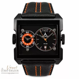  ASTRON 5694-1 férfi karóra, ezüst színű nemesacél tok, fekete bőrszíj, fekete színű számlap, keményített ásványüveg, quartz szerkezet, 50m (5 ATM)vízállóság