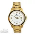 ASTRON 5716-0 férfi karóra, arany színű nemesacél tok és csat, fehér számlap, keményített ásványüveg, quartz szerkezet, 100m vízállóság