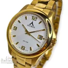 ASTRON 5716-0 férfi karóra, arany színű nemesacél tok és csat, fehér számlap, keményített ásványüveg, quartz szerkezet, 100m vízállóság