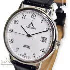 ASTRON 5778-7 férfi karóra, ezüst színű nemesacél tok, fekete bőrszíj, fehér színű számlap, zafír üveg, quartz szerkezet, 50m (5ATM) vízállóság