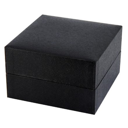 Logo nélküli karóra doboz, fekete papír borítású külső, párnás kialakítású belső
