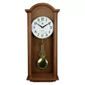   Merion ingás fa falióra, quartz, 1/1 ütős (4 pozíciós), westminster dallam, dió színű, fehér arab számos számlap