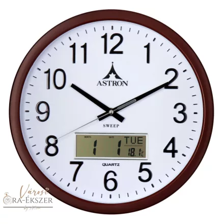 Astron falióra, quartz, barna színű, LCD kijelzővel (dát, nap, hőmérséklet), sweep