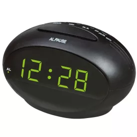 Hálózati asztali óra, fekete, zöld LED 0.9^