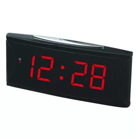 Hálózati asztali óra, fekete, piros LED 1.8^