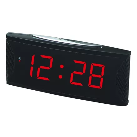 Hálózati asztali óra, fekete, piros LED 1.8^