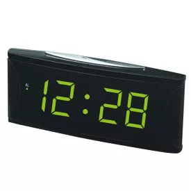 Hálózati asztali óra, fekete, zöld LED 1.8^