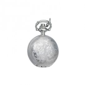   Tiko-Time női nyakláncóra, virág mintás ezüst színű fémtok, arab számos fehér számlap