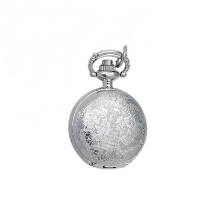 Tiko-Time női nyakláncóra, virág mintás ezüst színű fémtok, arab számos fehér számlap