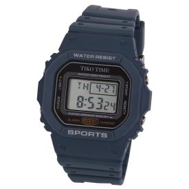   Tiko Time férfi műanyag karóra, quartz, kék színű tok és csat, LCD számlap