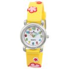 Tiko Time karóra gyerekeknek, quartz, 3D figurás sárga alapon virágos szíj