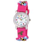 Tiko Time karóra gyerekeknek, quartz, 3D figurás ciklámen alapon méhecskés szíj