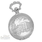 Kamion mintás Tiko Time férfi zsebóra – ezüst tok, arab számos fehér számlap, gravírozható ajándék