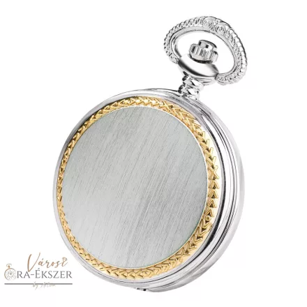 Tiko Time zsebóra férfiaknak – quartz, bicolor (ezüst–arany), fehér arab számlap, gravírozható ajándék