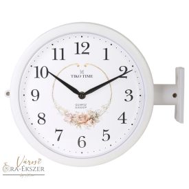   Tiko Time kétoldalas falióra, quartz, fehér tok, fehér számlap, sweep (halk járású)
