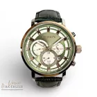 ASTRON 8011-5 sportos férfi karóra, ezüst és rózsaarany színű nemesacél tok, zöld színű bőrszíj, zöld számlap, keményített ásványüveg, multifunkciós quartz szerkezet, 50 m (5 ATM) vízállóság