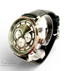 ASTRON 8011-5 sportos férfi karóra, ezüst és rózsaarany színű nemesacél tok, zöld színű bőrszíj, zöld számlap, keményített ásványüveg, multifunkciós quartz szerkezet, 50 m (5 ATM) vízállóság