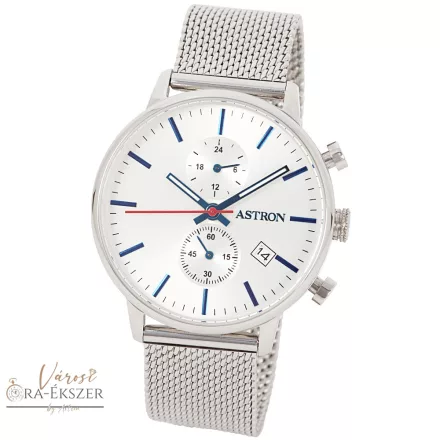 ASTRON 8012-8 sportos férfi karóra, ezüst színű nemesacél tok, ezüst színű nemesacél csat, ezüst színű számlap, keményített ásványüveg, multifunkciós quartz szerkezet, 50 m (5 ATM) vízállóság