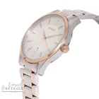 ASTRON 8019-0 elegáns férfi karóra, bicolor (rózsaarany és ezüst) nemesacél tok, bicolor nemesacél csat, fehér számlap, keményített ásványüveg, quartz szerkezet, cseppmentes vízállóság