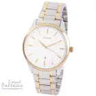 ASTRON 8019-8 elegáns férfi karóra, bicolor (arany és ezüst) nemesacél tok, bicolor nemesacél csat, fehér számlap, keményített ásványüveg, quartz szerkezet, cseppmentes vízállóság