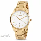 ASTRON 8019-9 elegáns férfi karóra, arany színű nemesacél tok, arany színű nemesacél csat, fehér számlap, keményített ásványüveg, quartz szerkezet, cseppmentes vízállóság