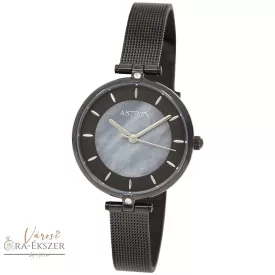   ASTRON 8022-1 női karóra, ékszeróra, fekete színű nemesacél tok, fekete nemesacél csat, gyöngyház színű számlap, keményített ásványüveg, quartz szerkezet, cseppmentes vízállóság
