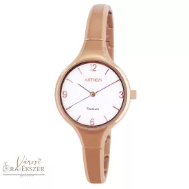   ASTRON 8023-0 női karóra, ékszeróra, rózsaarany színű titánium tok, rózsaarany színű titánium csat, fehér számlap, keményített ásványüveg, quartz szerkezet, cseppmentes vízállóság