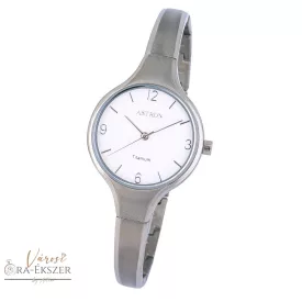   ASTRON 8023-7 női karóra, ékszeróra, ezüst színű titánium tok, ezüst színű titánium csat, fehér számlap, keményített ásványüveg, quartz szerkezet, cseppmentes vízállóság