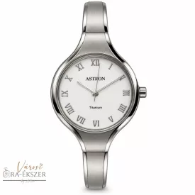   ASTRON 8023-7 női karóra, ékszeróra, ezüst színű titánium tok, ezüst színű titánium csat, fehér számlap, keményített ásványüveg, quartz szerkezet, cseppmentes vízállóság