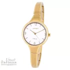 ASTRON 8023-8 női karóra, ékszeróra, arany színű titánium tok, arany színű titánium csat, fehér színű számlap, keményített ásványüveg, quartz szerkezet, cseppmentes vízállóság