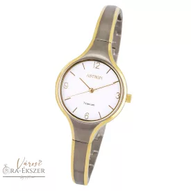  ASTRON 8023-9 női karóra, ékszeróra, bicolor titánium tok, bicolor titánium csat, ezüst színű számlap, keményített ásványüveg, quartz szerkezet, cseppmentes vízállóság