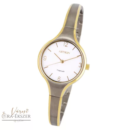 ASTRON 8023-9 női karóra, ékszeróra, bicolor titánium tok, bicolor titánium csat, ezüst színű számlap, keményített ásványüveg, quartz szerkezet, cseppmentes vízállóság