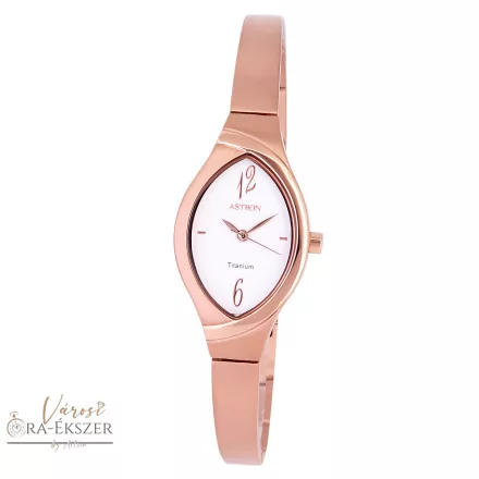 ASTRON 8024-3 női karóra, ékszeróra,rózsaarany színű titánium tok, rózsaarany színű titánium csat, fehér számlap, keményített ásványüveg, quartz szerkezet, cseppmentes vízállóság