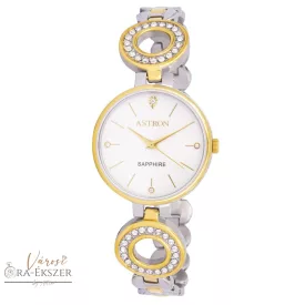   ASTRON 8029-0 női karóra, ékszeróra, bicolor nemesacél tok, bicolor nemesacél csat, fehér számlap, zafír üveg, quartz szerkezet, cseppmentes vízállóság