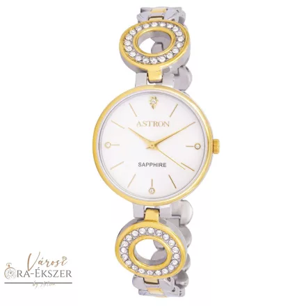 ASTRON 8029-0 női karóra, ékszeróra, bicolor nemesacél tok, bicolor nemesacél csat, fehér számlap, zafír üveg, quartz szerkezet, cseppmentes vízállóság