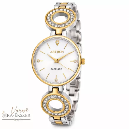 ASTRON 8029-0 női karóra, ékszeróra, bicolor nemesacél tok, bicolor nemesacél csat, fehér számlap, zafír üveg, quartz szerkezet, cseppmentes vízállóság