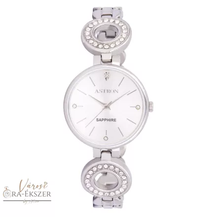 ASTRON 8029-8 női karóra, ékszeróra, ezüst színű nemesacél tok, ezüst színű nemesacél csat, ezüst színű számlap, zafír üveg, quartz szerkezet, cseppmentes vízállóság